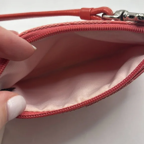 Coach Signature Skinny Wristlet pomegranate color peachy pink color classic NWT - Picture 4 of 9